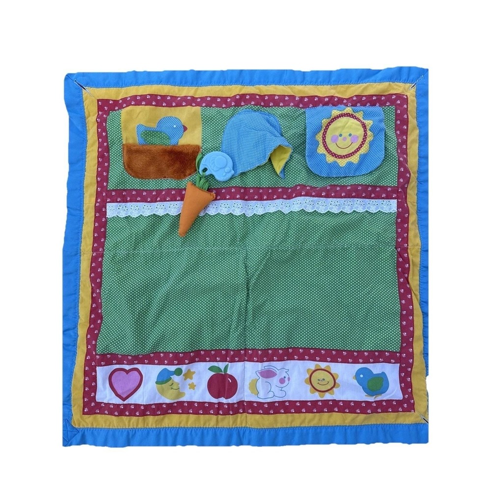 Vintage 80's Playskool Baby "Fold & Go Activity‎ Quilt" Play Mat Blanket 30"